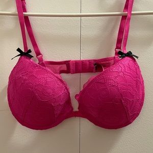 Pink lace push up bra by Betsey Johnson